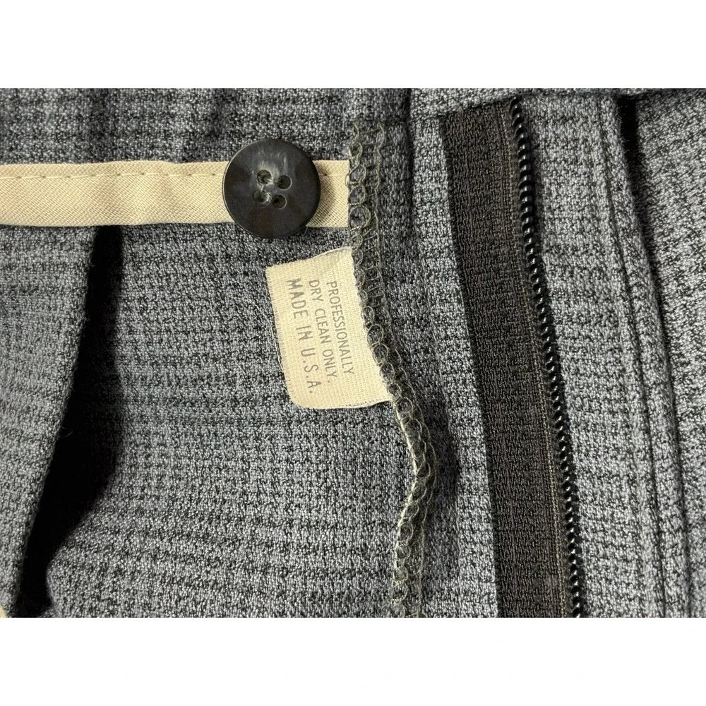 vtg USA Blue Plaid 34x30 High Waisted Pleated Dress Suit Pants Relaxed Taper